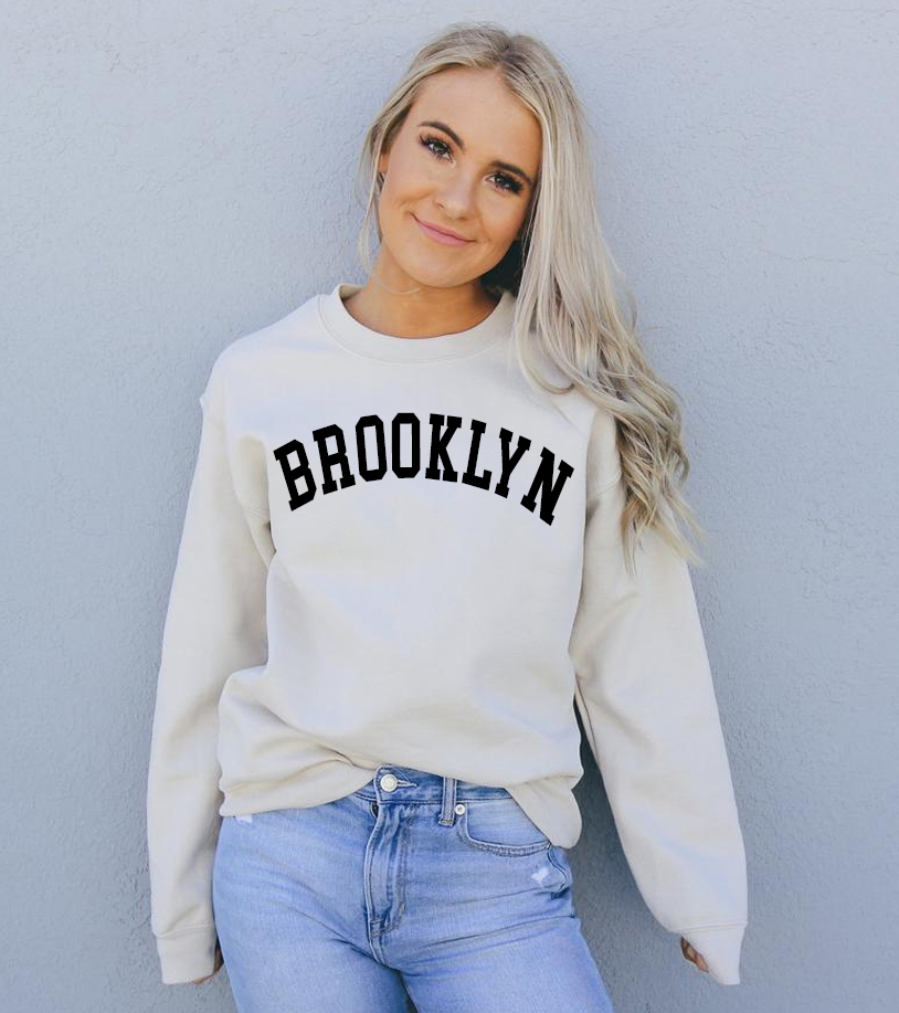 Brooklyn Sweatshirt in a cozy unisex design featuring a crew neck and soft fabric.