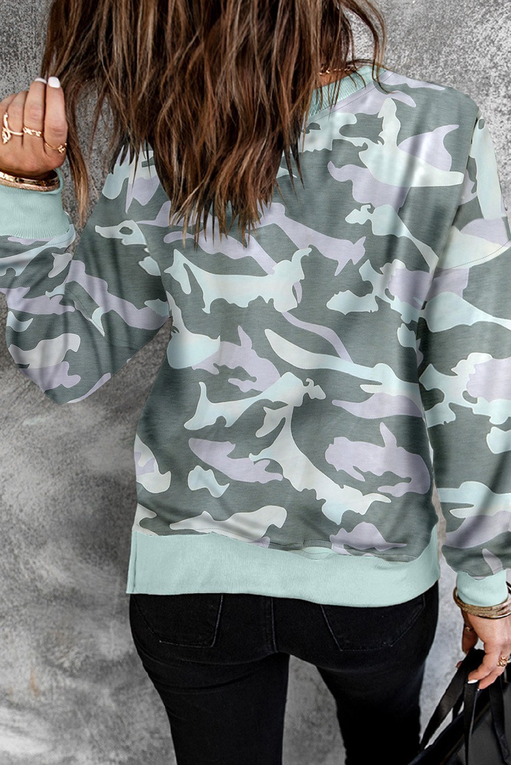 A stylish Camouflage Pullover Sweatshirt featuring a trendy all-over print, perfect for casual wear.