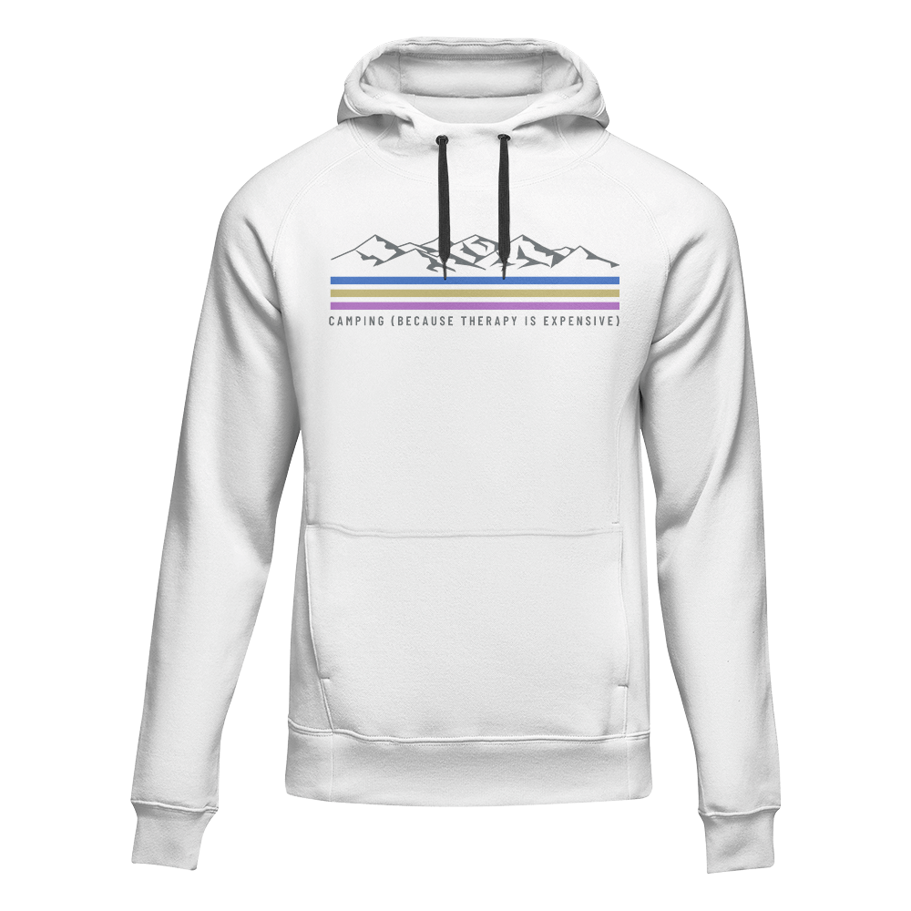 A stylish Camping Lines Unisex Hoodie in a cozy setting, showcasing its classic fit and vibrant design, perfect for outdoor adventures.