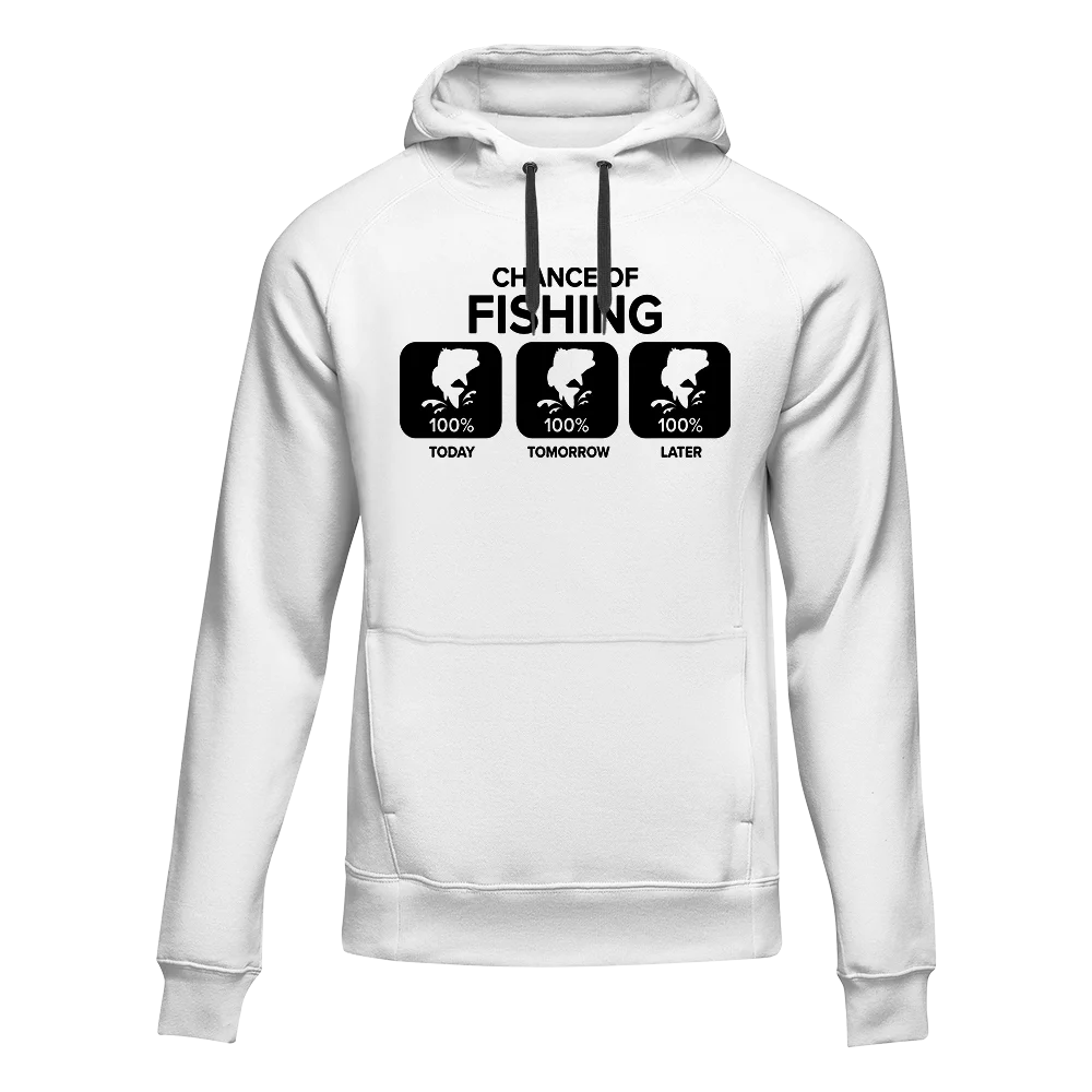 Chance of Fishing Unisex Hoodie featuring a stylish design, perfect for both men and women, made from soft cotton-polyester blend.