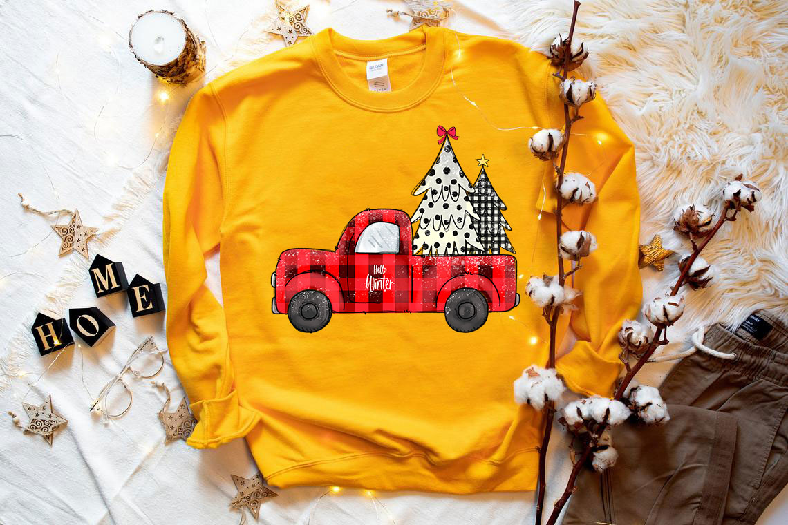 Cozy Christmas Tree Truck Sweatshirt featuring a festive design, perfect for holiday celebrations.