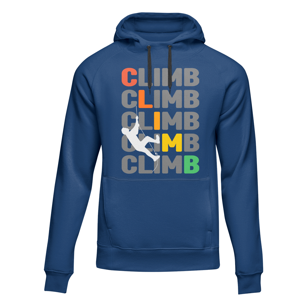 Climbbbbb Unisex Hoodie in a stylish design, showcasing its comfortable fit and vibrant colors, perfect for both men and women.