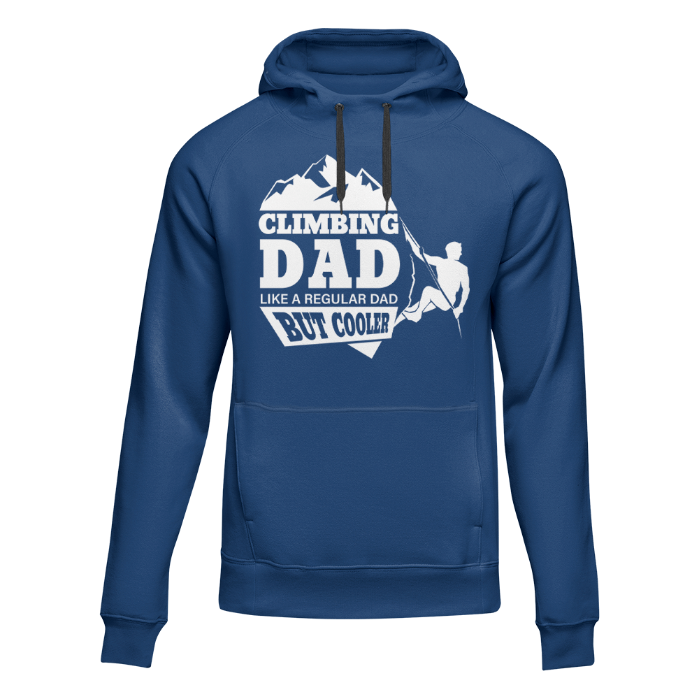 Climbing Dad Unisex Hoodie in a classic fit, showcasing its comfortable fabric and stylish design, suitable for both men and women.