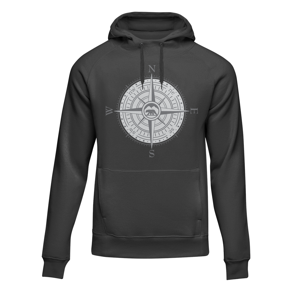 Compass Camping Unisex Hoodie in a stylish design, perfect for outdoor adventures and casual wear, showcasing its comfortable fit and eco-friendly materials.