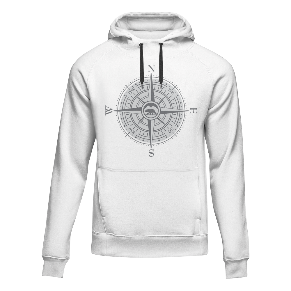 Compass Camping Unisex Hoodie in a stylish design, perfect for outdoor adventures and casual wear, showcasing its comfortable fit and eco-friendly materials.