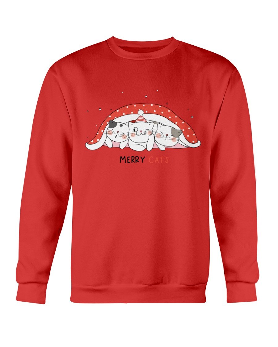 Cute Cats Christmas Sweatshirt featuring playful cat designs, perfect for holiday celebrations.