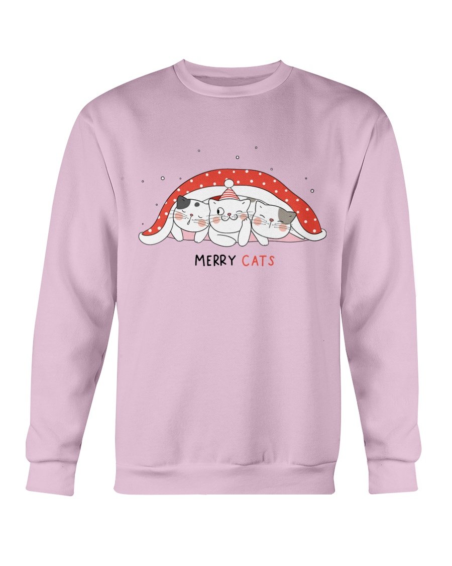 Cute Cats Christmas Sweatshirt featuring playful cat designs, perfect for holiday celebrations.