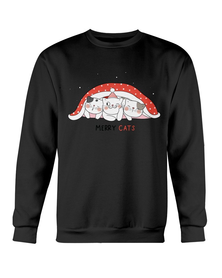 Cute Cats Christmas Sweatshirt featuring playful cat designs, perfect for holiday celebrations.