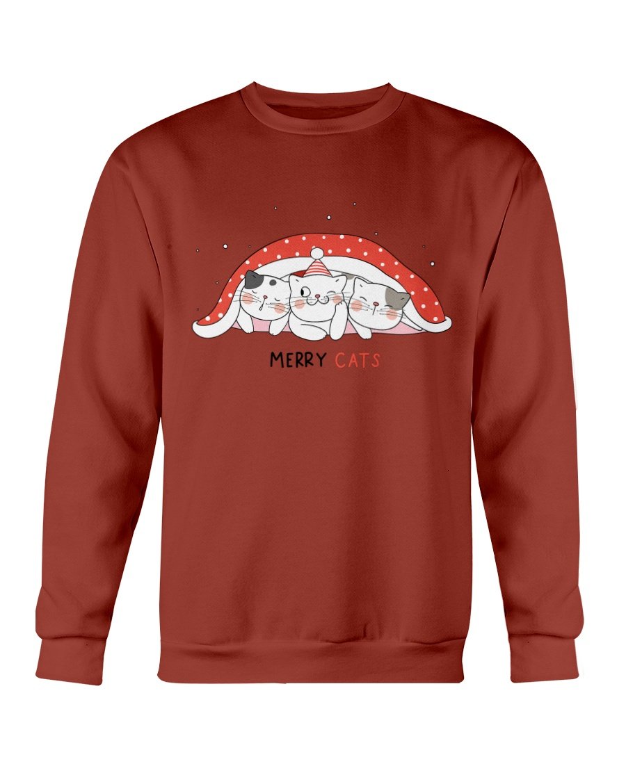 Cute Cats Christmas Sweatshirt featuring playful cat designs, perfect for holiday celebrations.