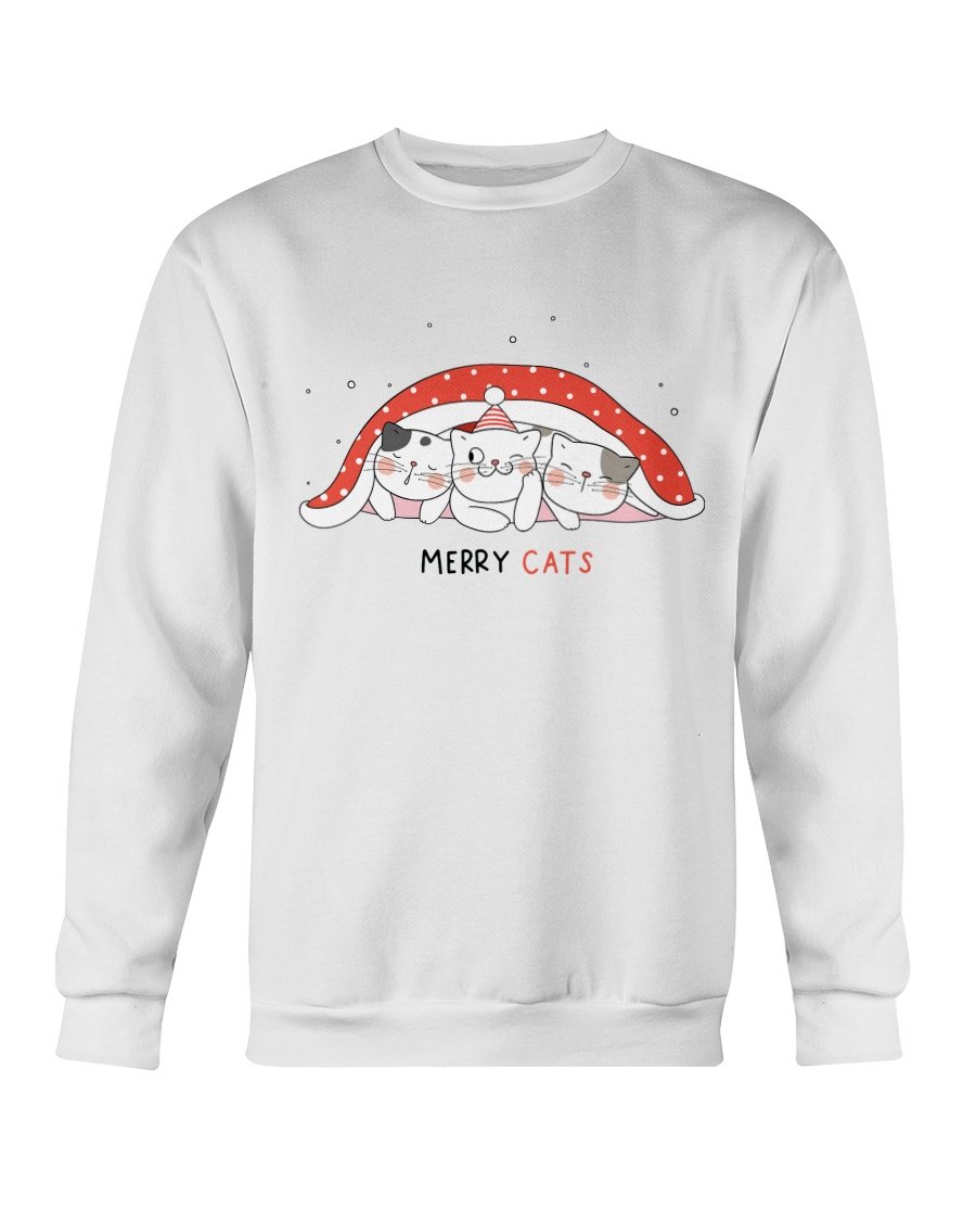 Cute Cats Christmas Sweatshirt featuring playful cat designs, perfect for holiday celebrations.