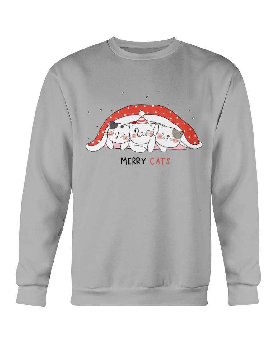 Cute Cats Christmas Sweatshirt featuring playful cat designs, perfect for holiday celebrations.