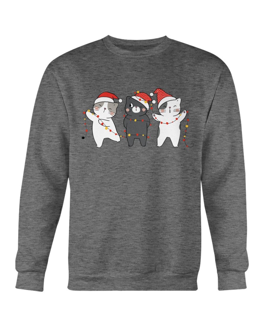 Cute Cats Christmas Sweatshirt featuring playful cat designs, perfect for holiday celebrations.