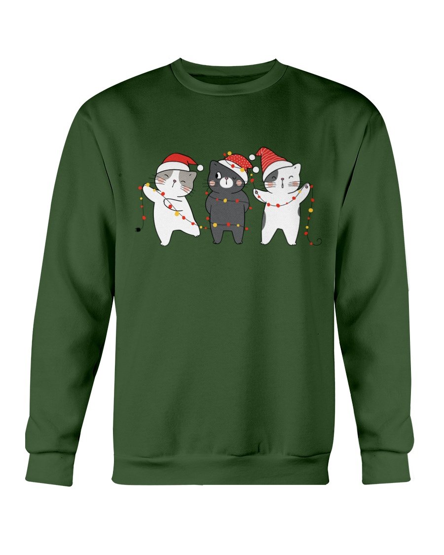 Cute Cats Christmas Sweatshirt featuring playful cat designs, perfect for holiday celebrations.