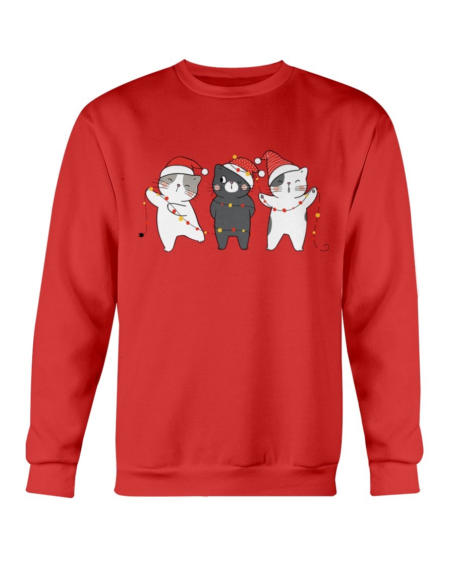 Cute Cats Christmas Sweatshirt featuring playful cat designs, perfect for holiday celebrations.