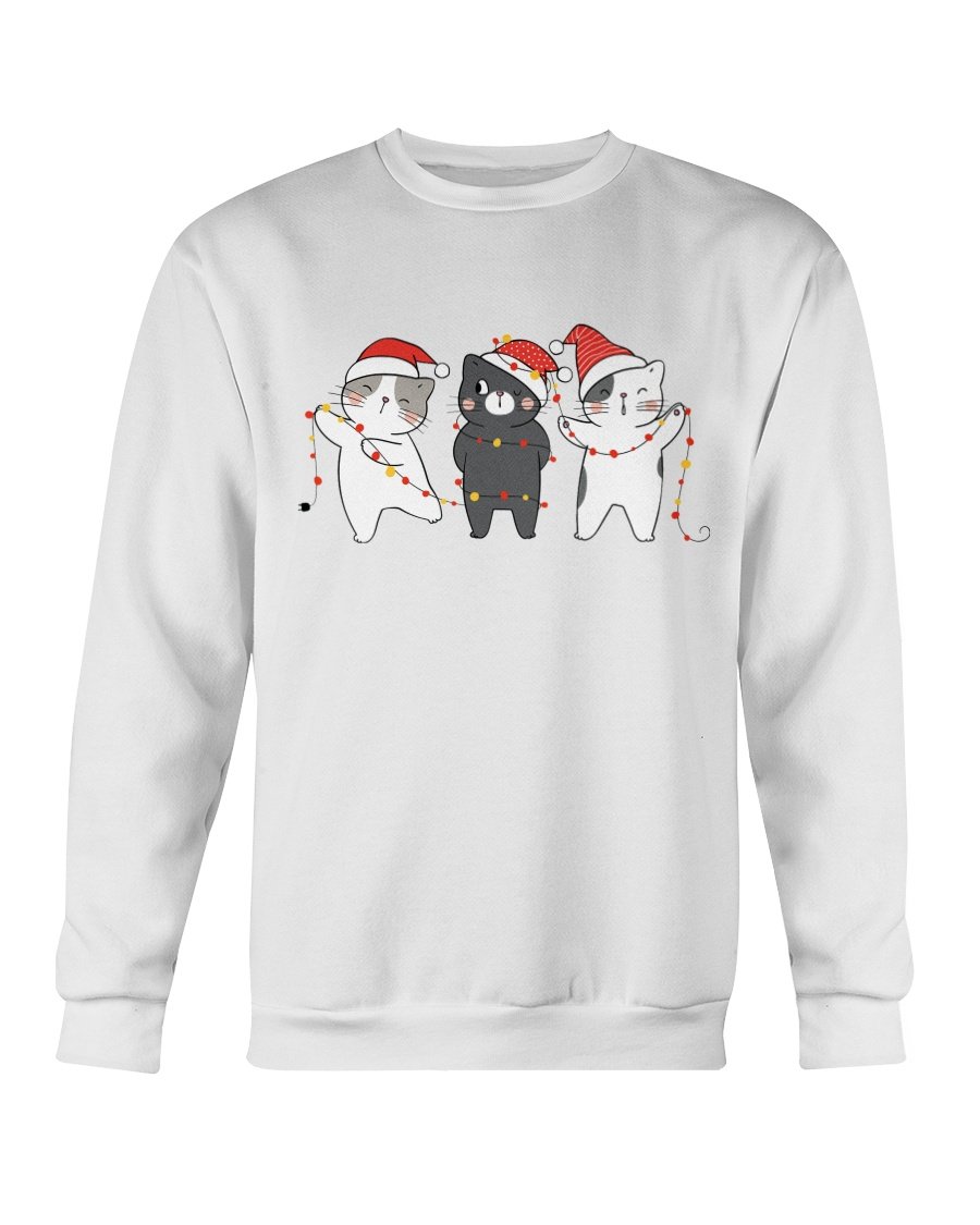 Cute Cats Christmas Sweatshirt featuring playful cat designs, perfect for holiday celebrations.