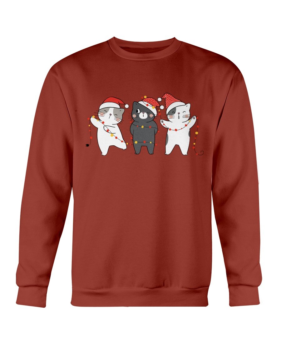 Cute Cats Christmas Sweatshirt featuring playful cat designs, perfect for holiday celebrations.