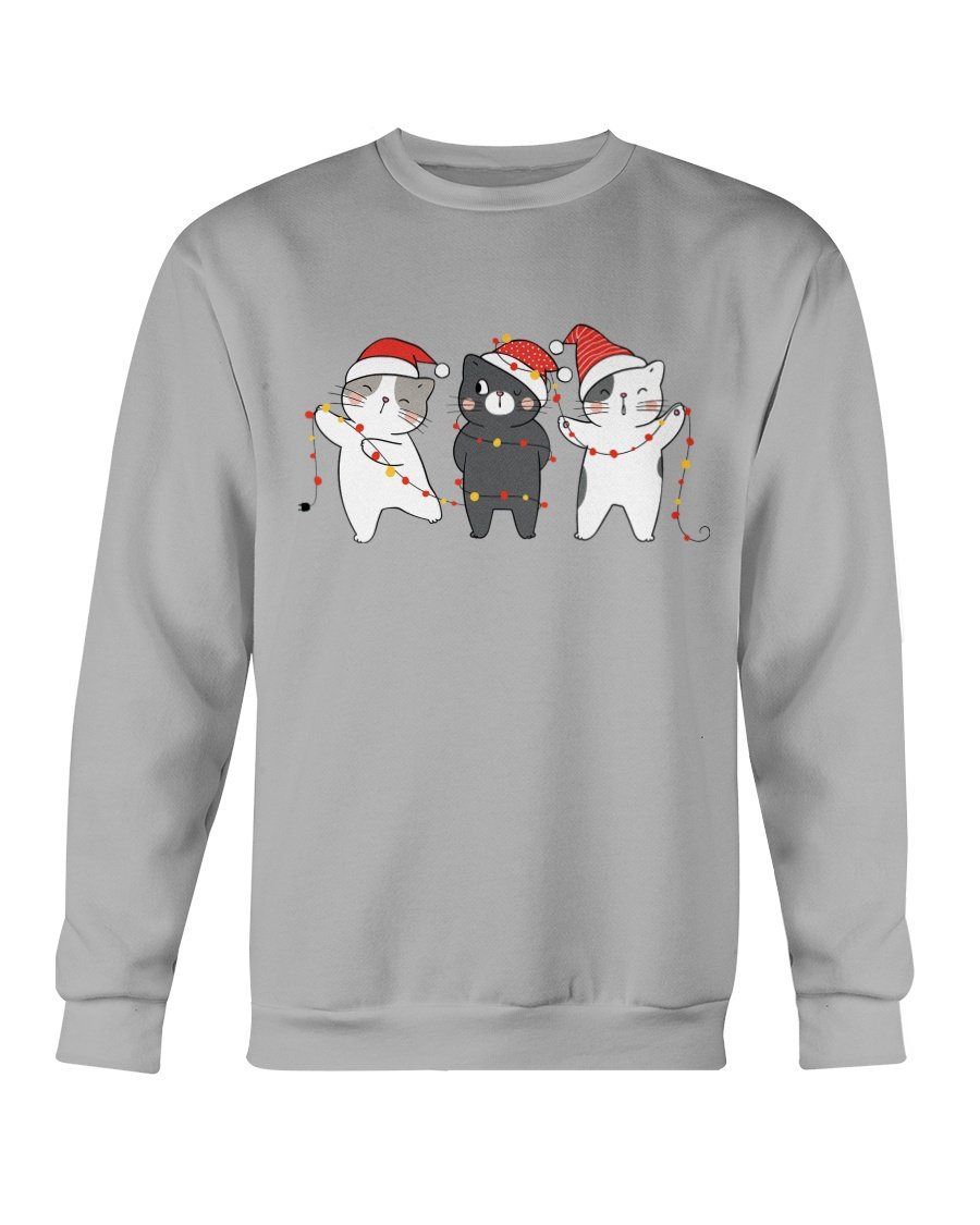 Cute Cats Christmas Sweatshirt featuring playful cat designs, perfect for holiday celebrations.