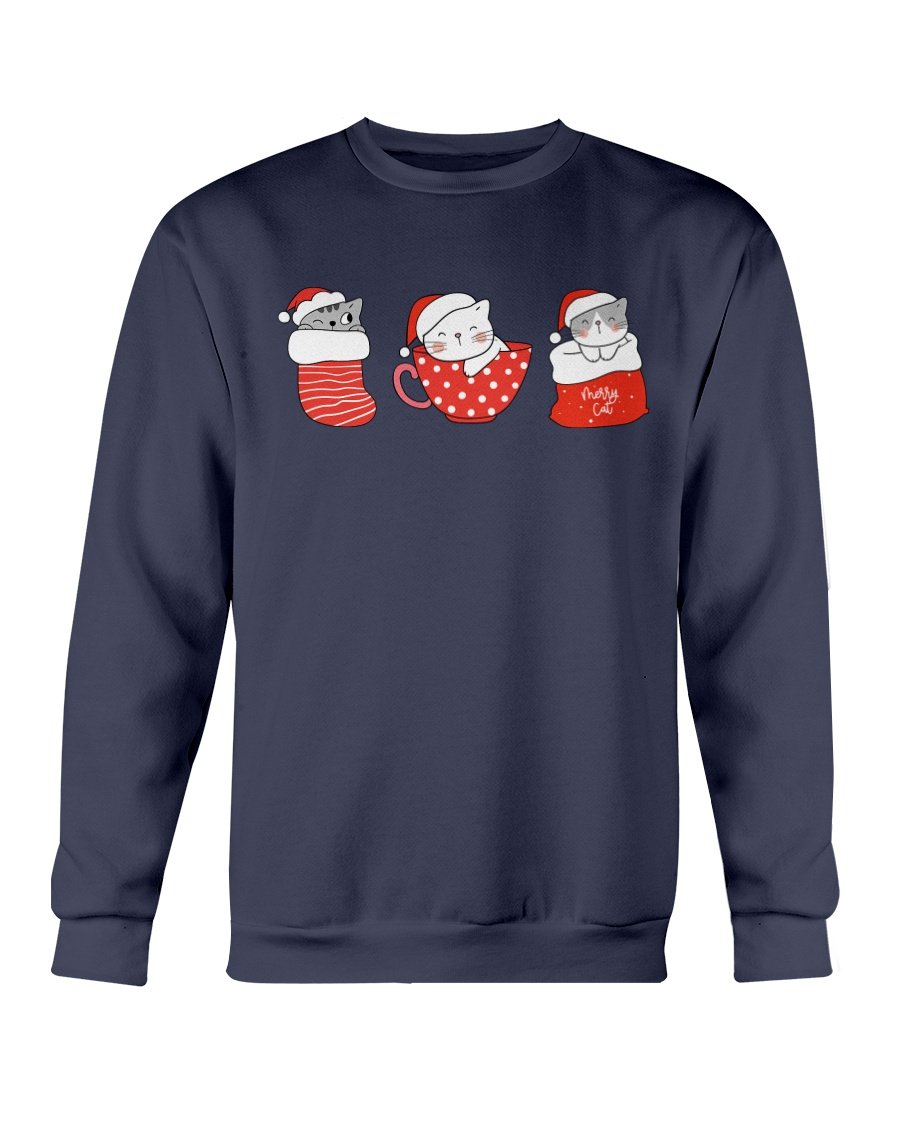 Cute Cats Christmas Sweatshirt featuring playful cat designs, perfect for holiday celebrations.