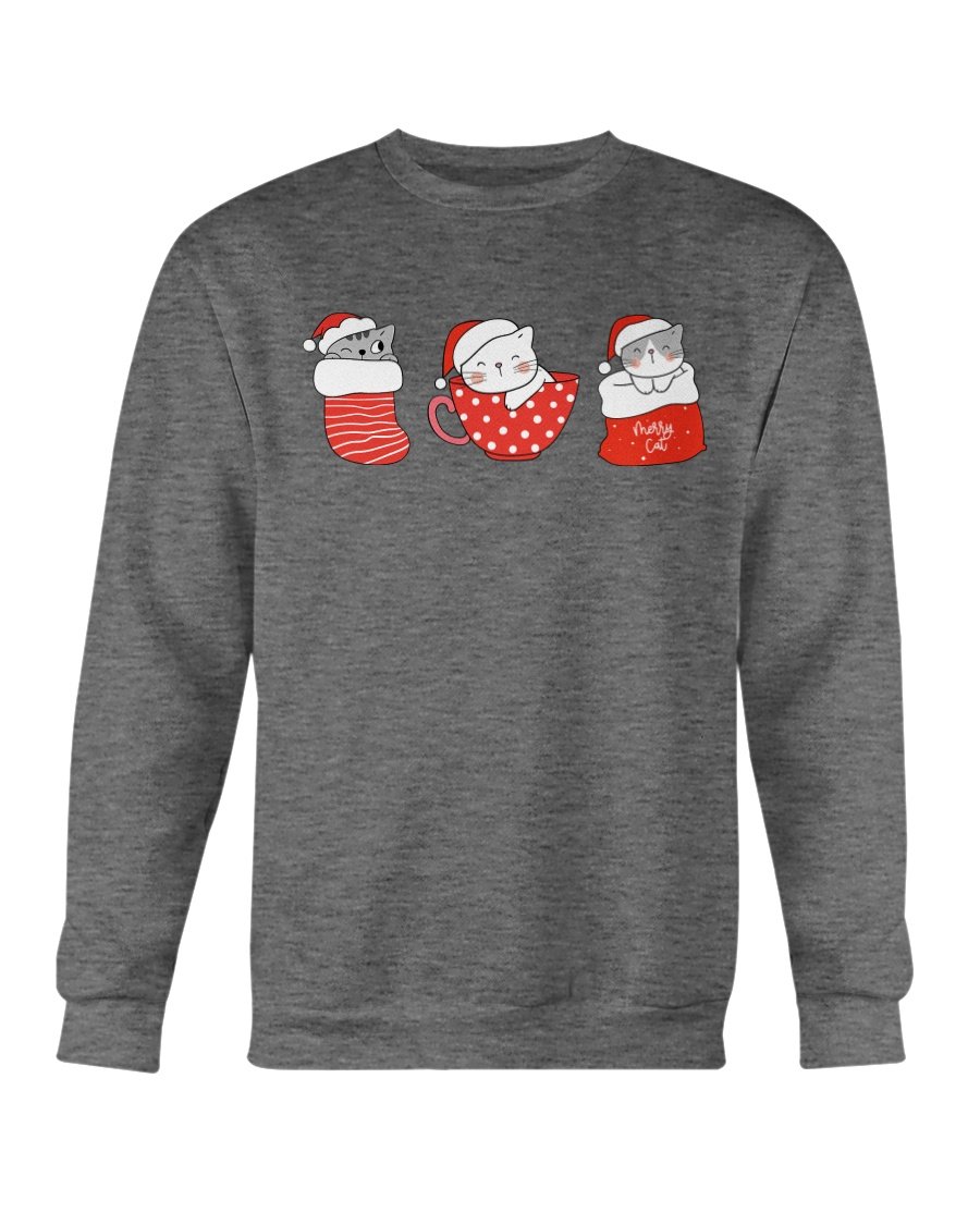 Cute Cats Christmas Sweatshirt featuring playful cat designs, perfect for holiday celebrations.