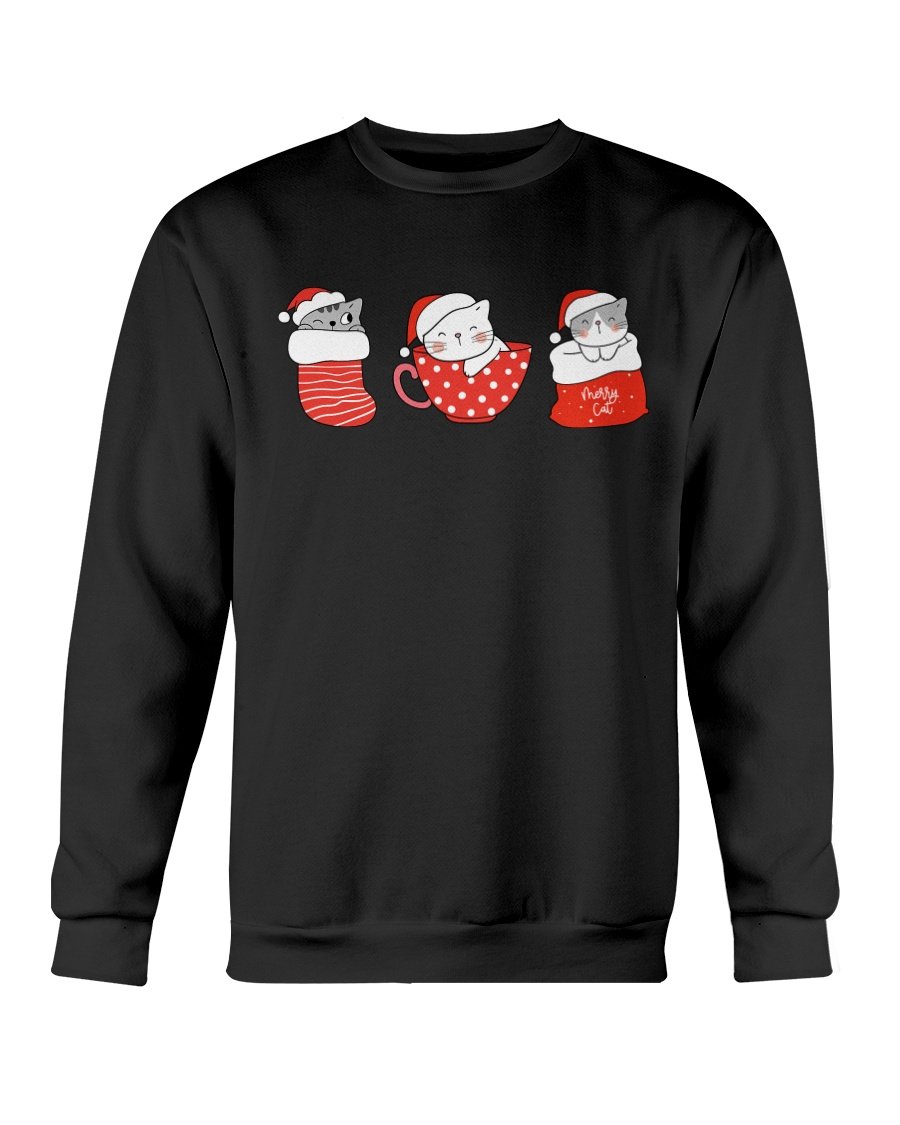 Cute Cats Christmas Sweatshirt featuring playful cat designs, perfect for holiday celebrations.