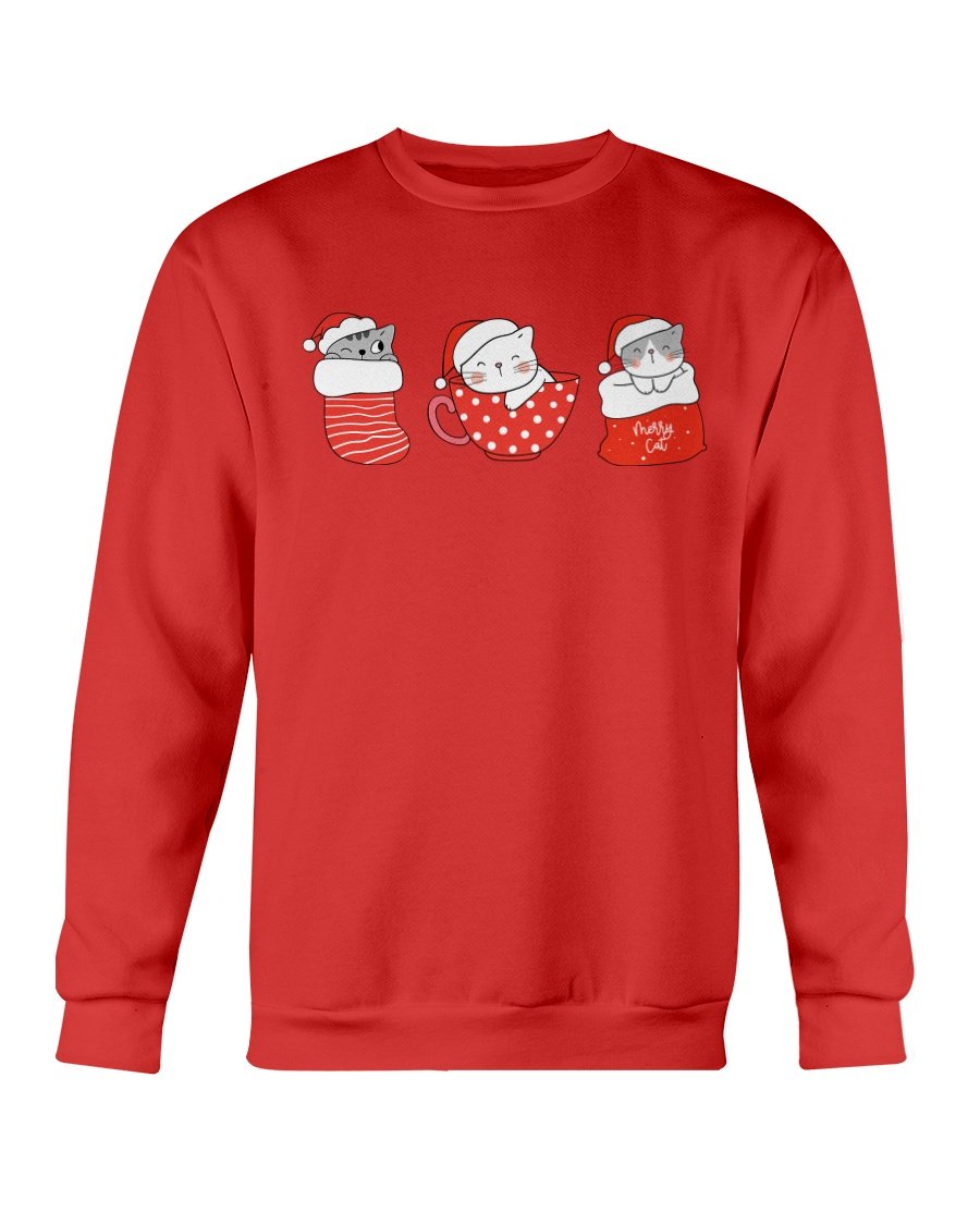 Cute Cats Christmas Sweatshirt featuring playful cat designs, perfect for holiday celebrations.