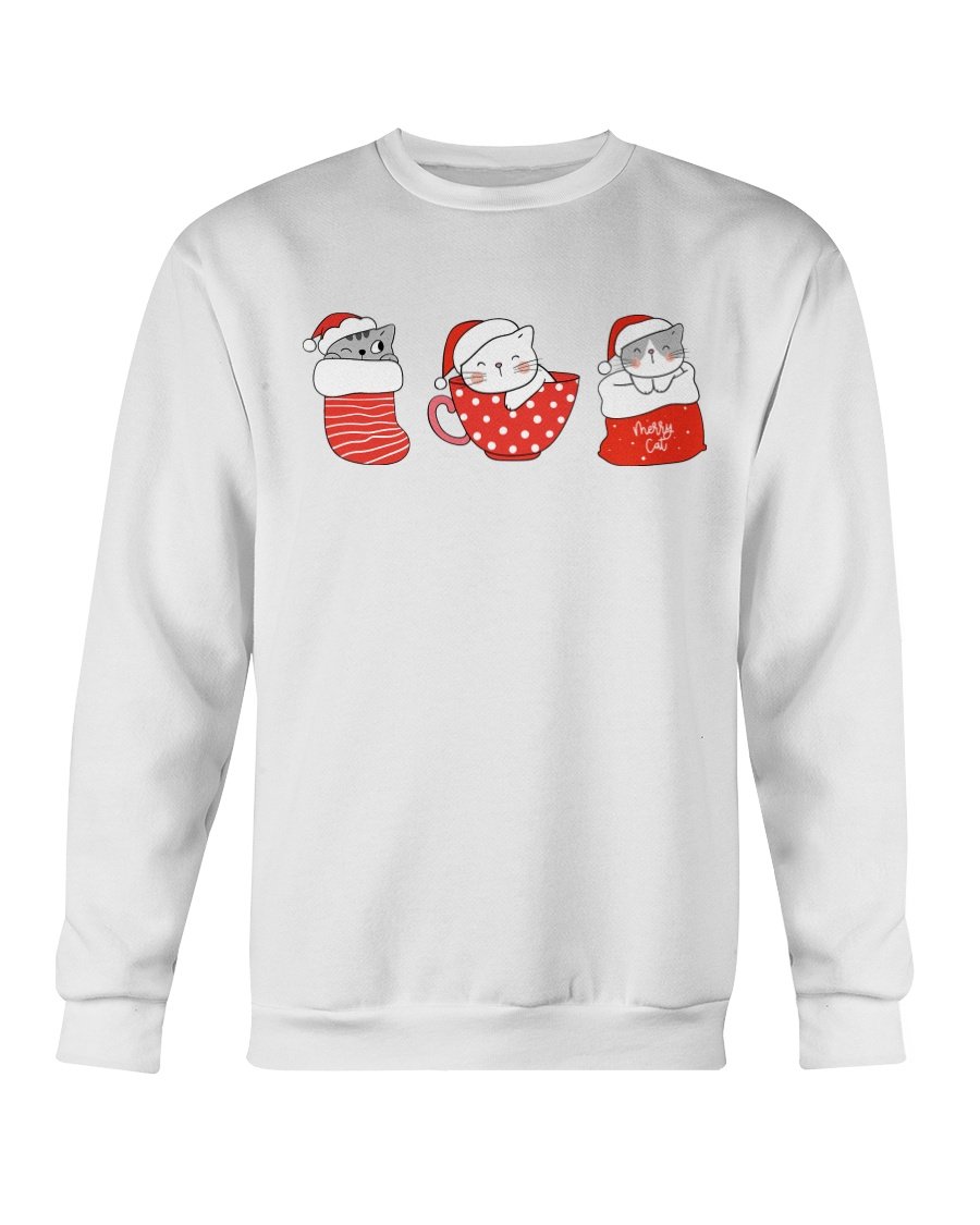 Cute Cats Christmas Sweatshirt featuring playful cat designs, perfect for holiday celebrations.