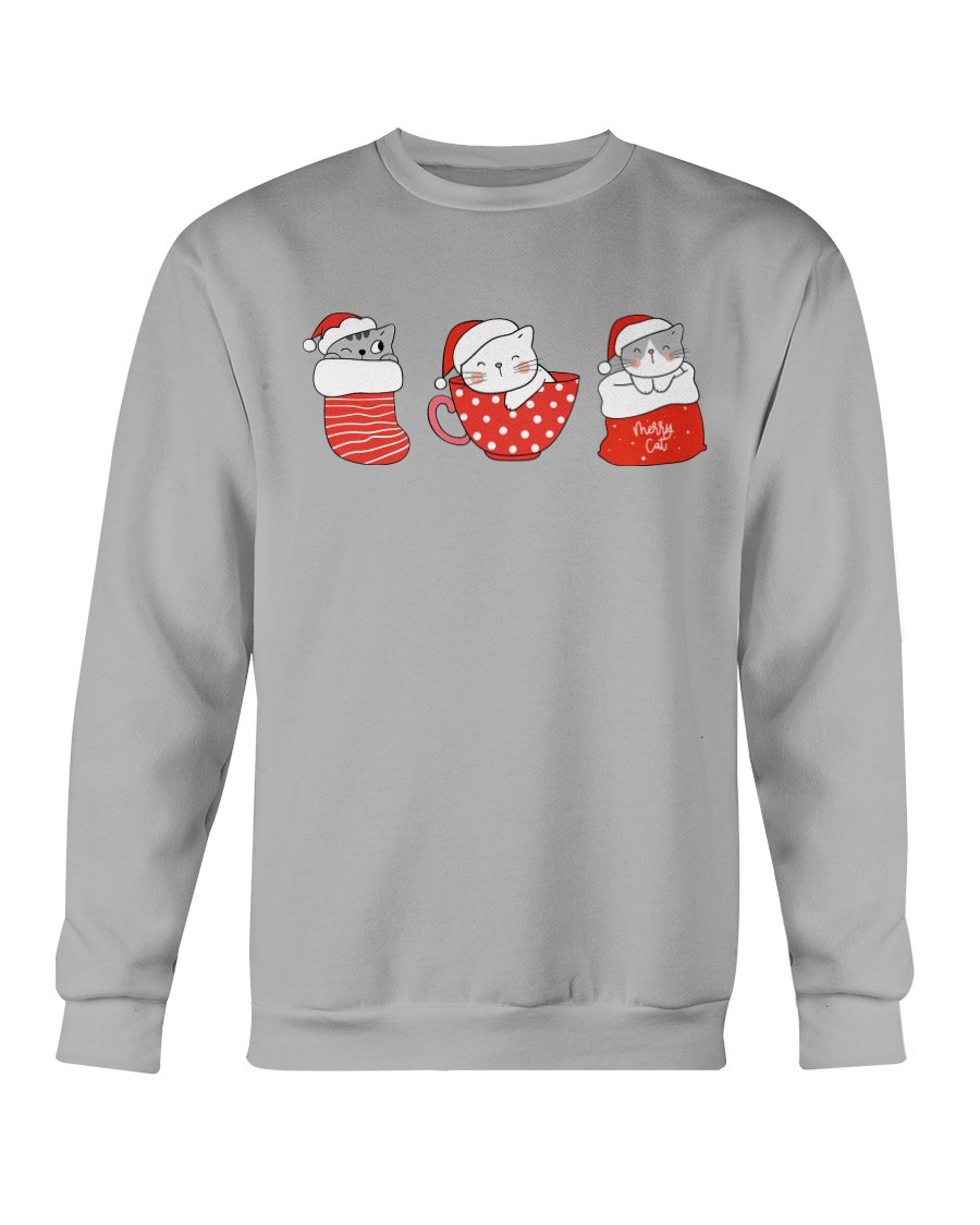 Cute Cats Christmas Sweatshirt featuring playful cat designs, perfect for holiday celebrations.