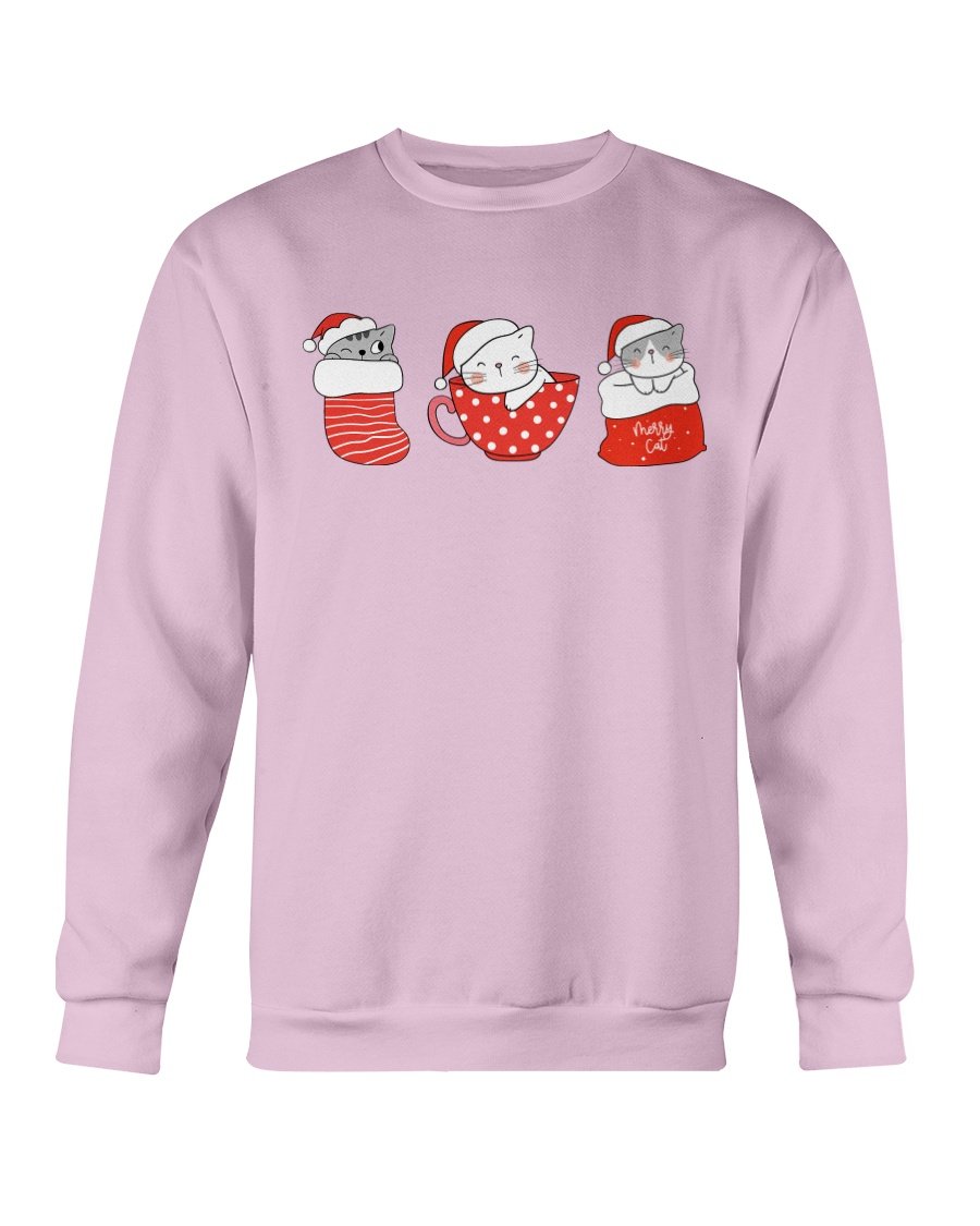 Cute Cats Christmas Sweatshirt featuring playful cat designs, perfect for holiday celebrations.