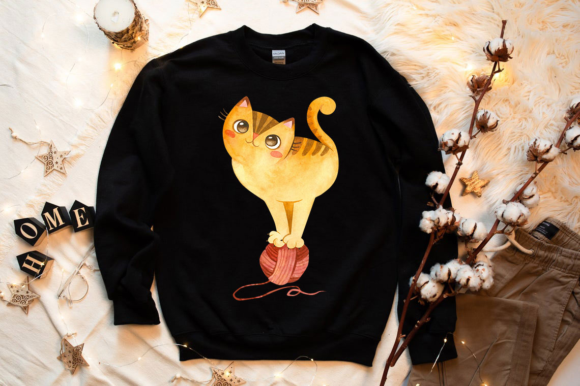 Cute Winter Cats Sweatshirt featuring adorable cat designs, perfect for cozy winter wear.