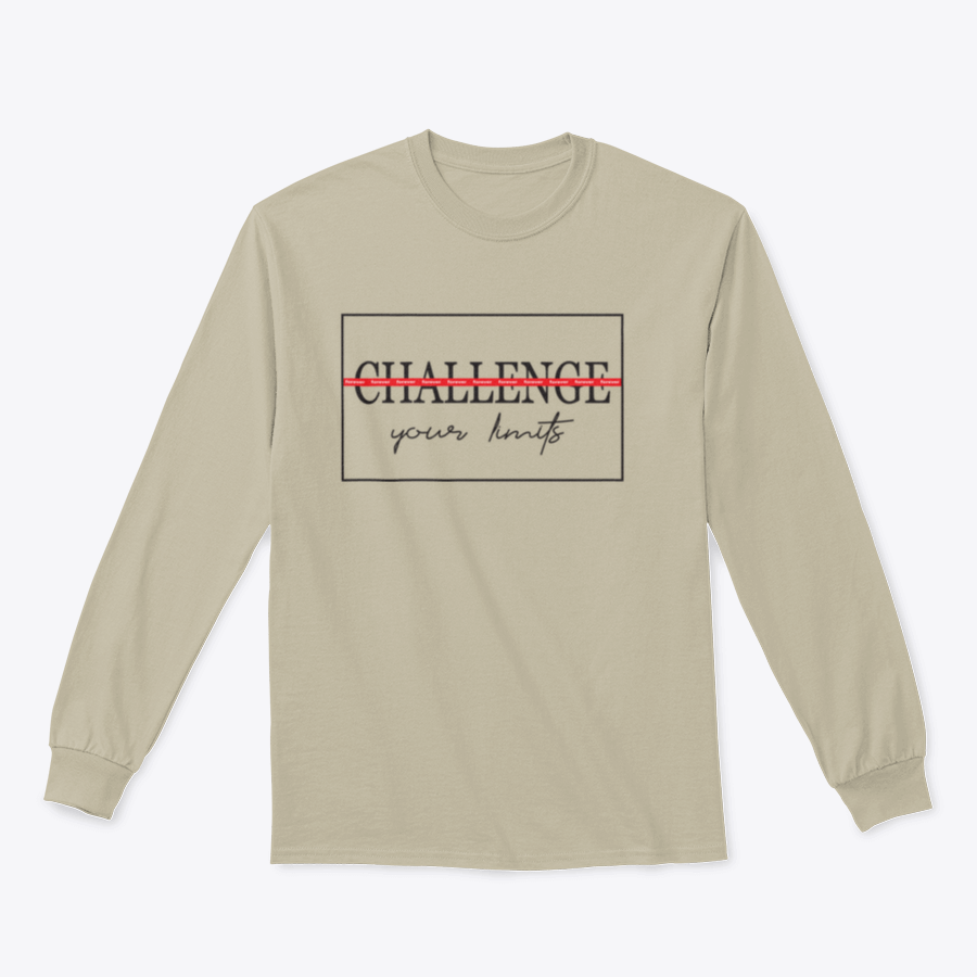 A stylish cotton t-shirt featuring the motivational text 'Challenge Your Limits' in a bold design, perfect for casual wear.