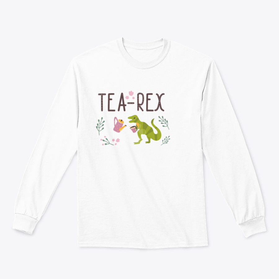 Dino Quote Tea Rex design featuring a Tyrannosaurus with a cup and kettle, showcasing a playful and unique style.