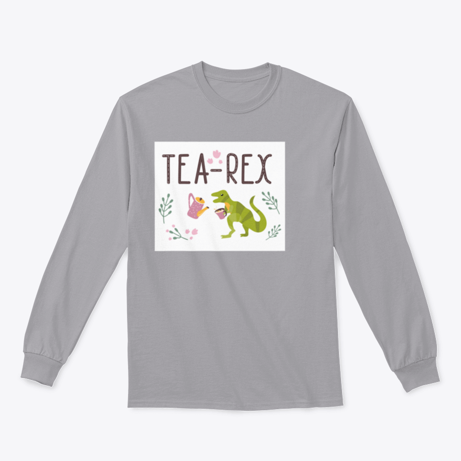 Dino Quote Tea Rex design featuring a Tyrannosaurus with a cup and kettle, showcasing a playful and unique style.