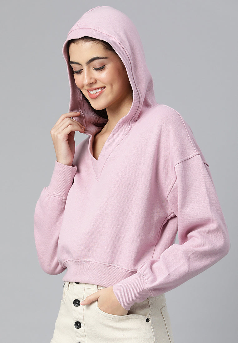 A cozy drop shoulder solid hoodie in a stylish design, featuring a hooded neckline and soft brushed fleece interior.