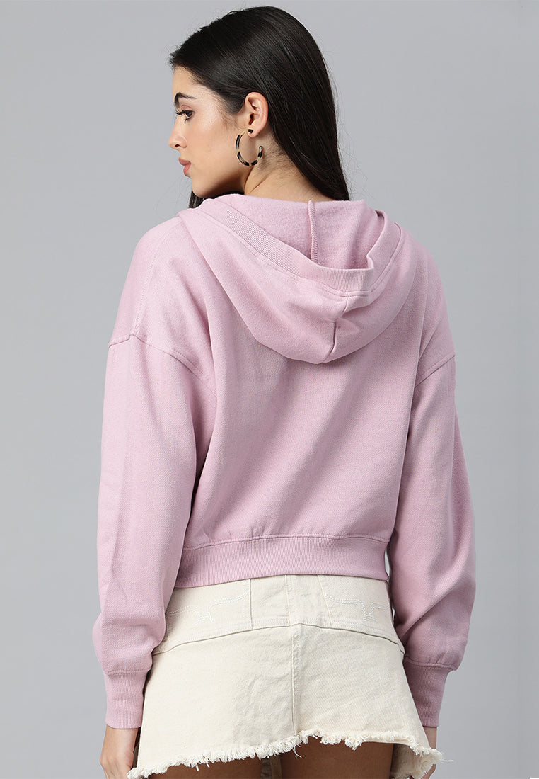 A cozy drop shoulder solid hoodie in a stylish design, featuring a hooded neckline and soft brushed fleece interior.