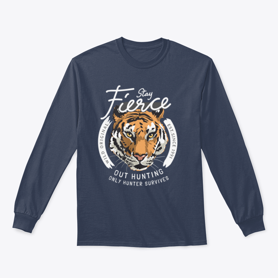 Fierce With Tiger Head T-Shirt featuring a bold tiger graphic on a comfortable cotton fabric.