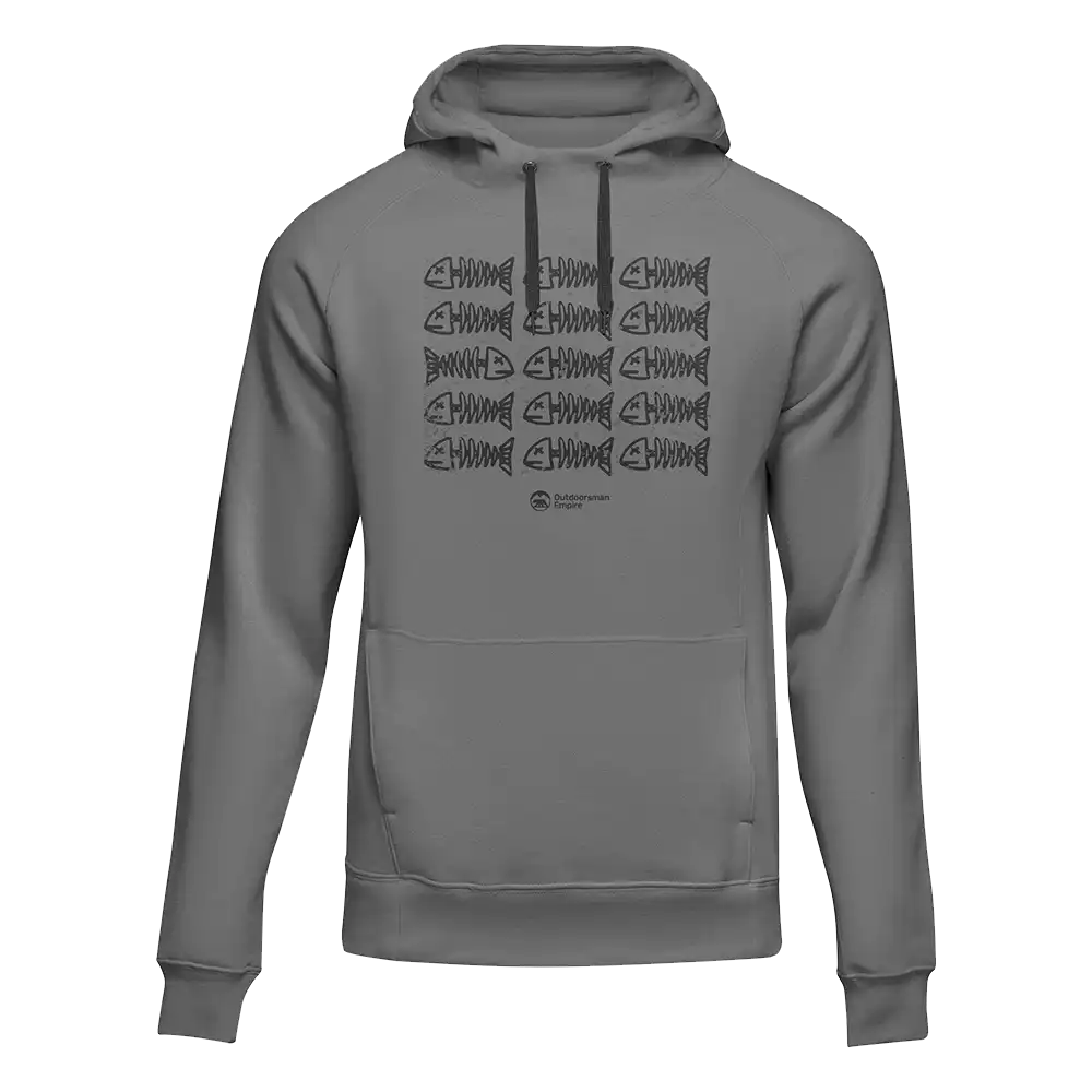 Fish Bones Unisex Hoodie featuring a unique design, made from soft cotton-polyester blend, perfect for both men and women.