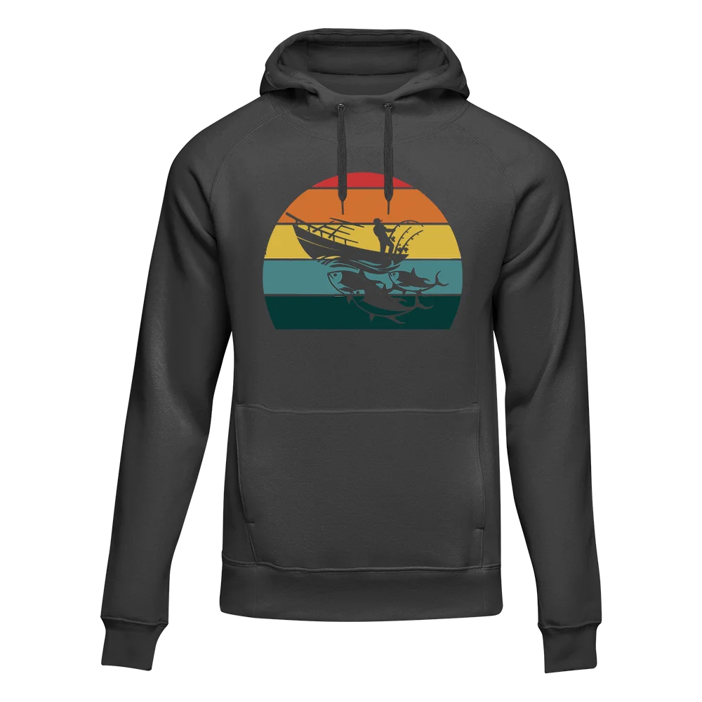 Fishing Boat Unisex Hoodie featuring a stylish design, perfect for casual wear and outdoor activities.