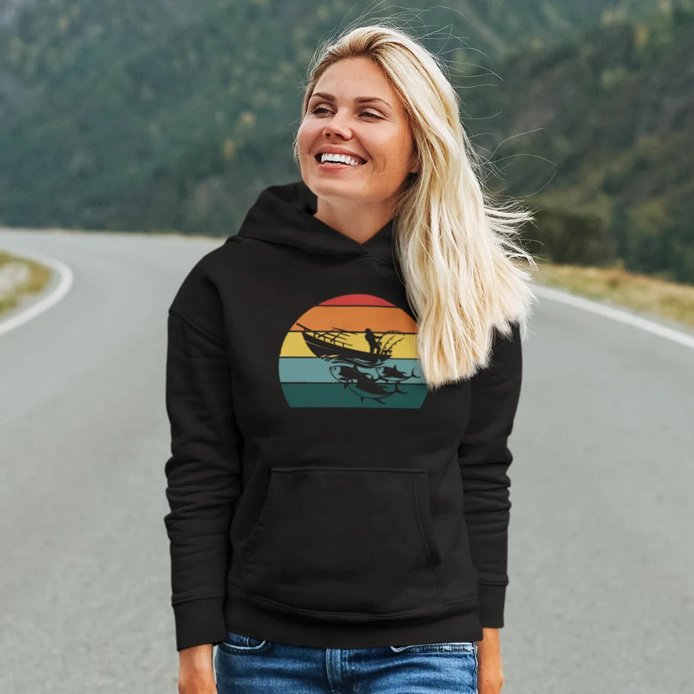 Fishing Boat Unisex Hoodie featuring a stylish design, perfect for casual wear and outdoor activities.