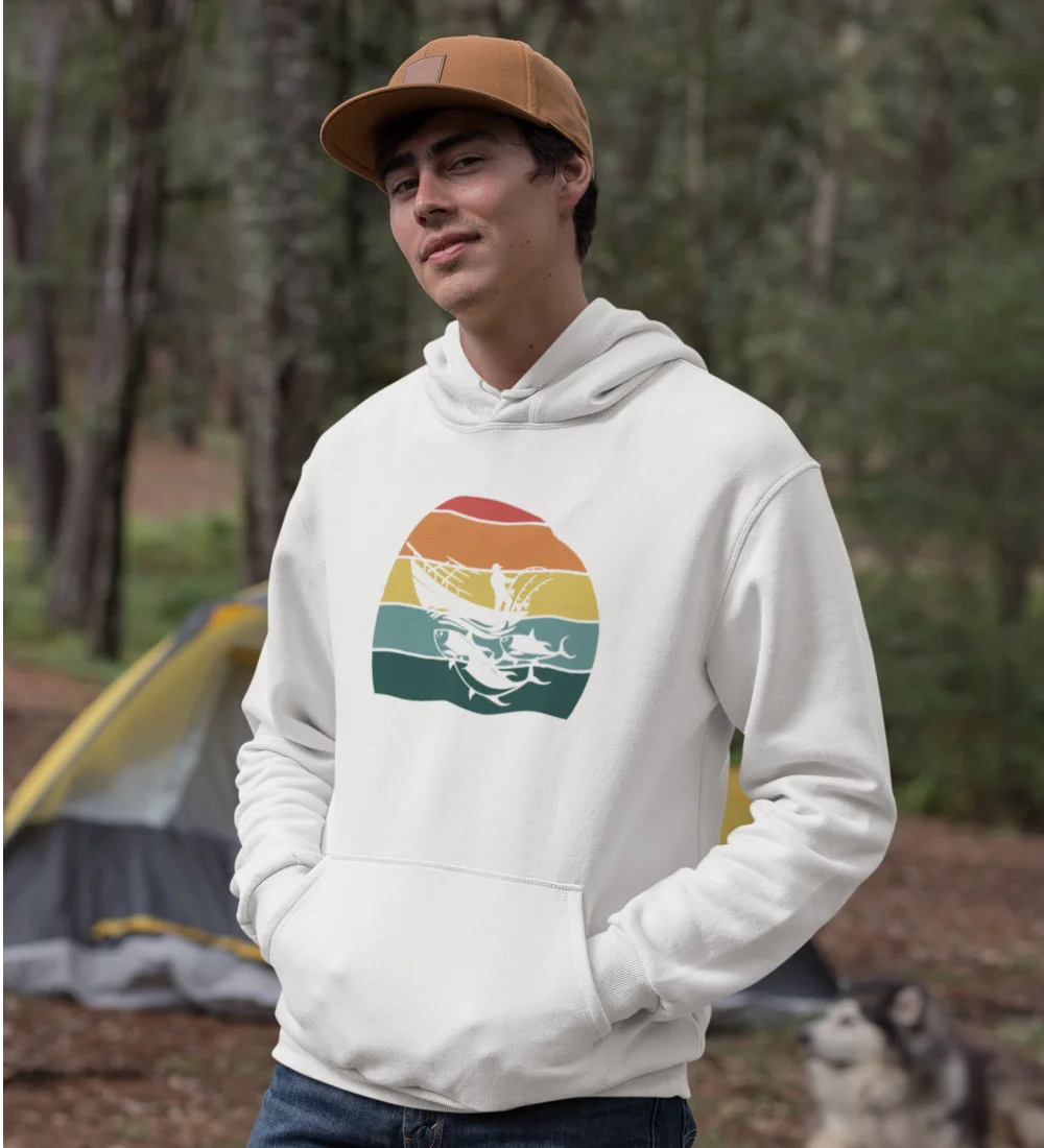 Fishing Boat Unisex Hoodie featuring a stylish design, perfect for casual wear and outdoor activities.