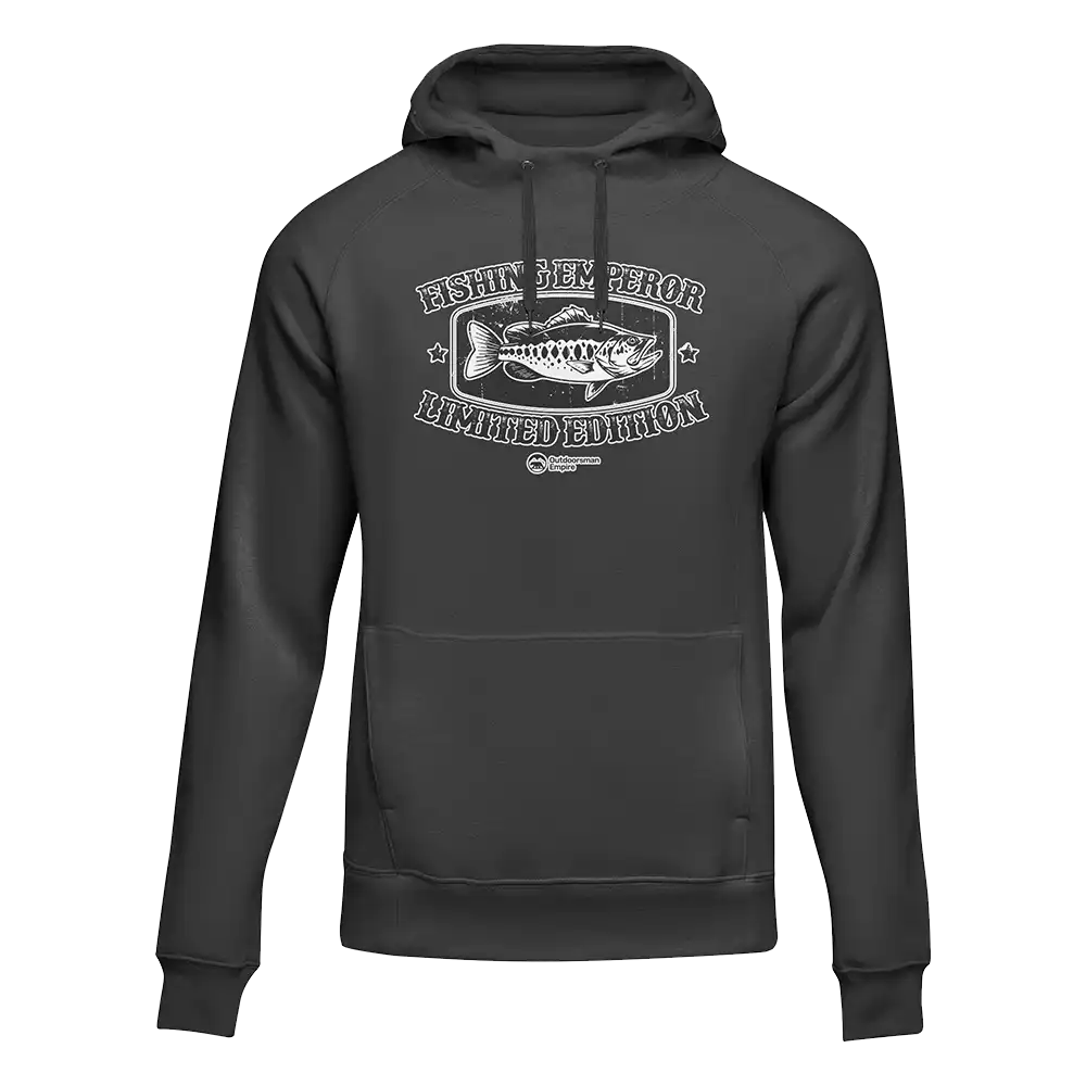 Fishing Emperor Limited Edition Unisex Hoodie featuring a unique design, made from a comfortable cotton/polyester blend.