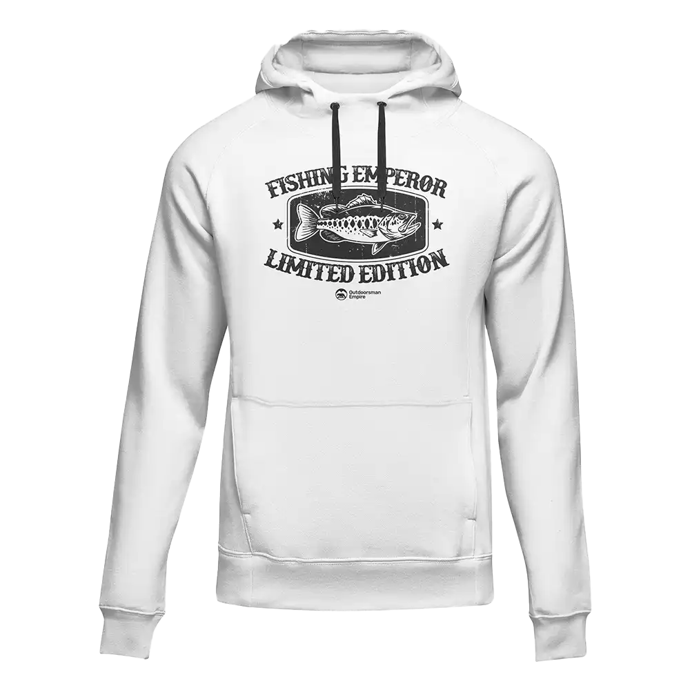 Fishing Emperor Limited Edition Unisex Hoodie featuring a unique design, made from a comfortable cotton/polyester blend.