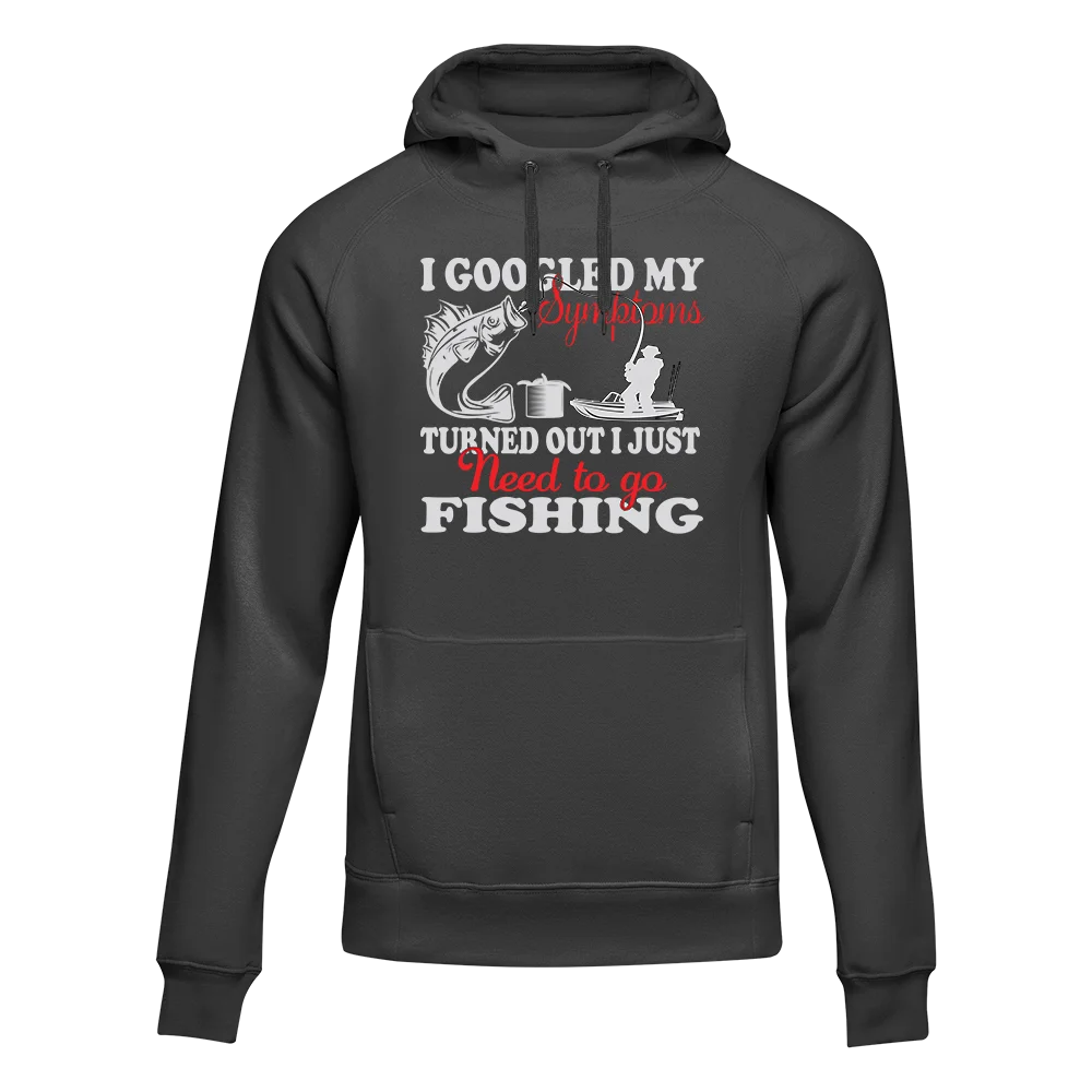 A stylish Fishing Symptoms Women Hoodie featuring a classic fit, made from soft cotton-polyester blend, perfect for fishing enthusiasts.