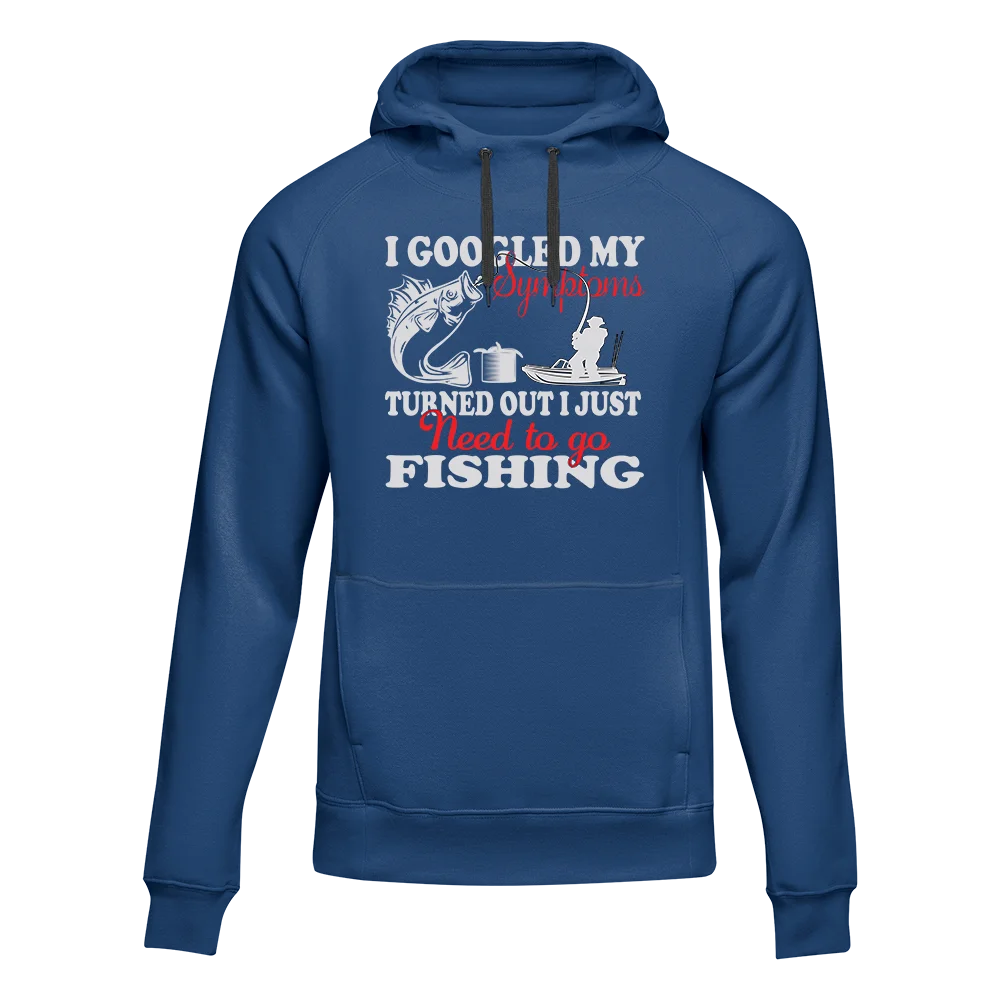 A stylish Fishing Symptoms Women Hoodie featuring a classic fit, made from soft cotton-polyester blend, perfect for fishing enthusiasts.