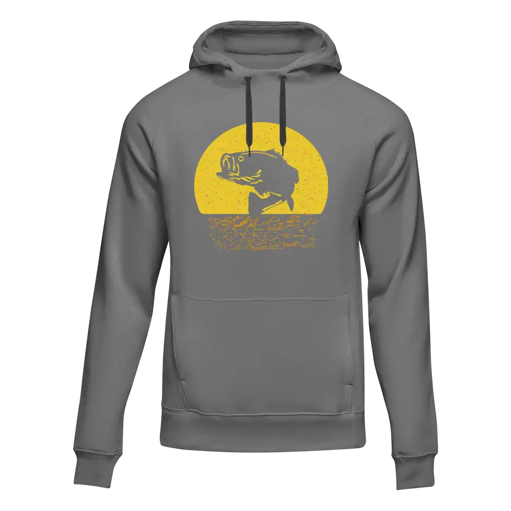 A stylish Fishing Unisex Hoodie displayed on a hanger, showcasing its classic fit and comfortable fabric, perfect for both men and women.