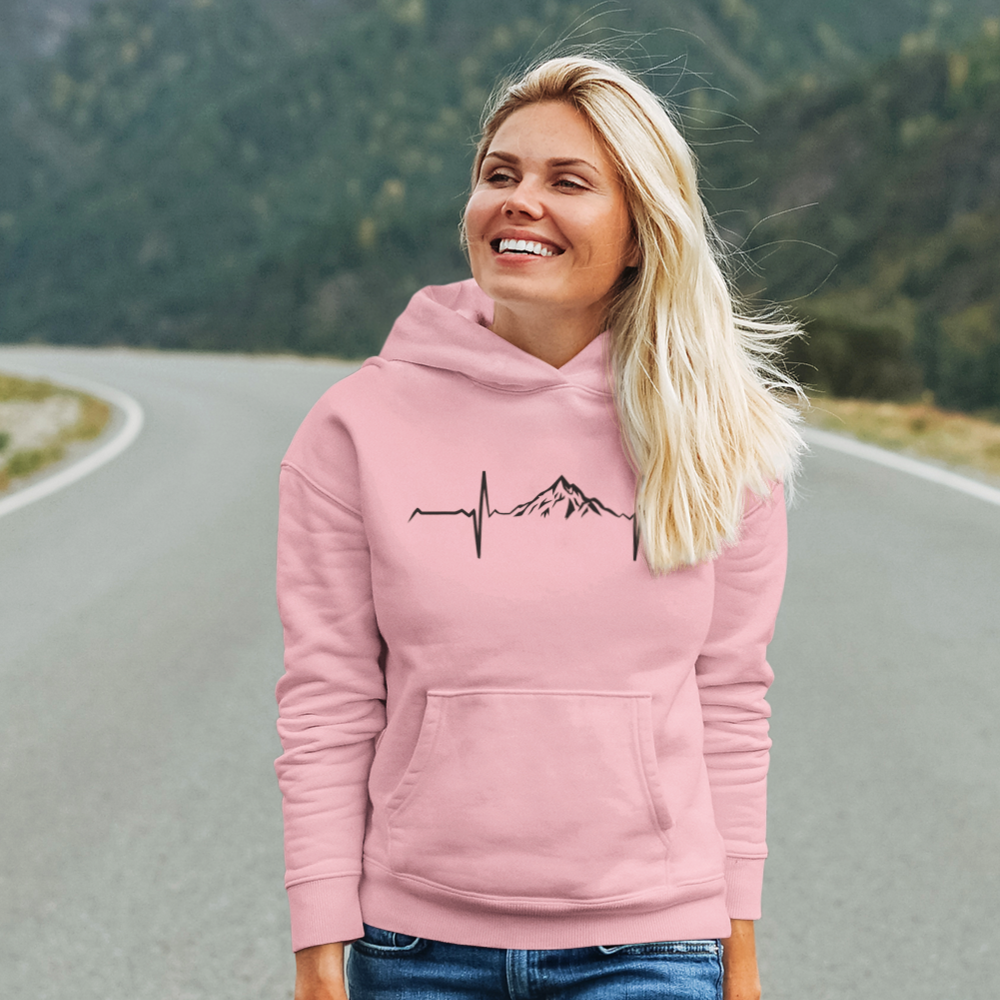 A stylish Heartbeat V1 Unisex Hoodie displayed on a mannequin, showcasing its classic fit and vibrant design, suitable for both men and women.