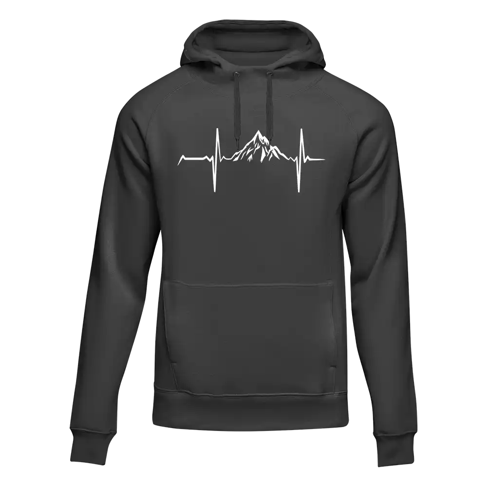 A stylish Heartbeat V1 Unisex Hoodie displayed on a mannequin, showcasing its classic fit and vibrant design, suitable for both men and women.