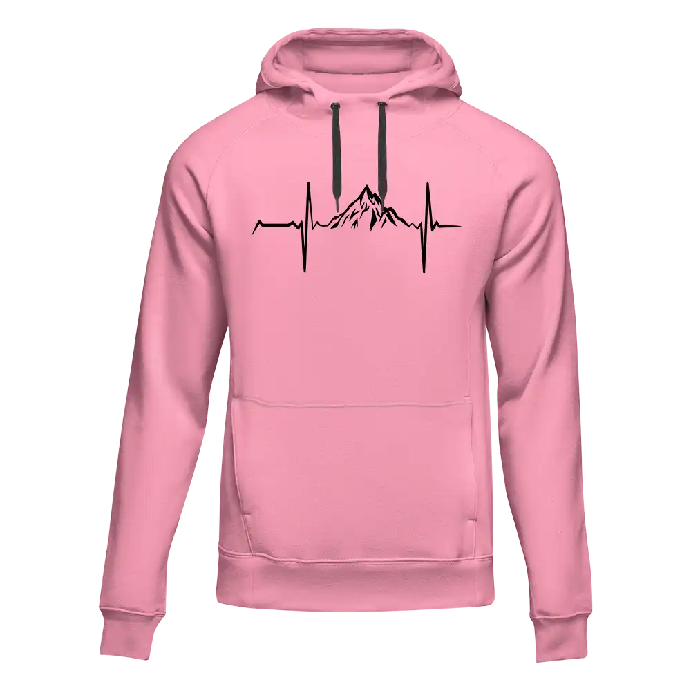 A stylish Heartbeat V1 Unisex Hoodie displayed on a mannequin, showcasing its classic fit and vibrant design, suitable for both men and women.