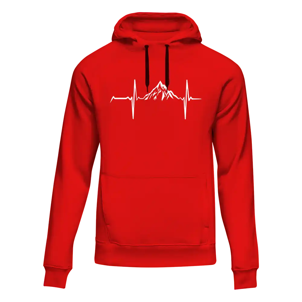 A stylish Heartbeat V1 Unisex Hoodie displayed on a mannequin, showcasing its classic fit and vibrant design, suitable for both men and women.