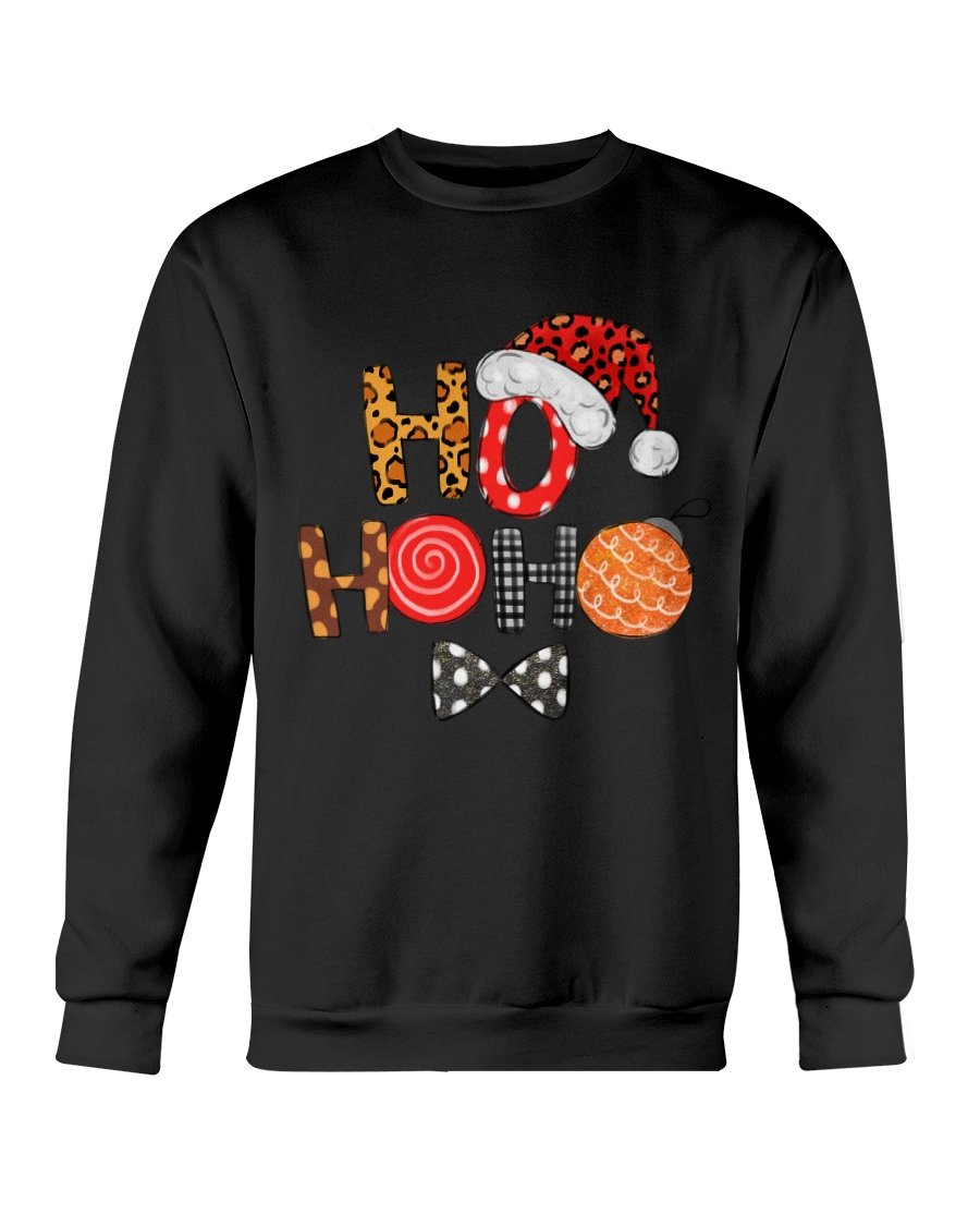 A cozy Gildan crewneck sweatshirt featuring a festive HO HO HO Santa Cap design, perfect for Christmas celebrations.