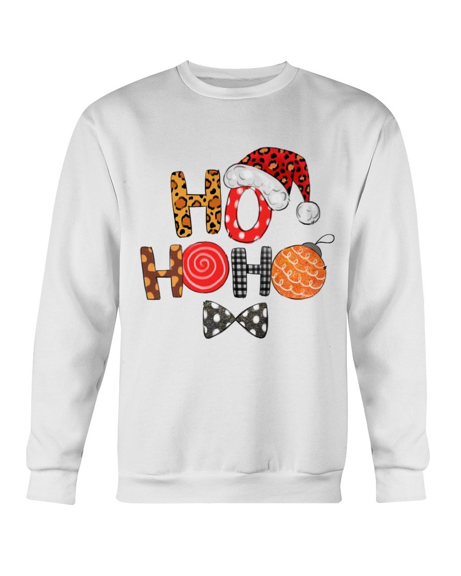 A cozy Gildan crewneck sweatshirt featuring a festive HO HO HO Santa Cap design, perfect for Christmas celebrations.